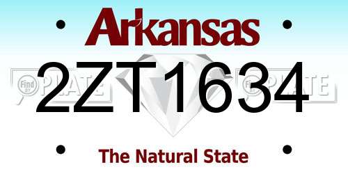 2ZT1634 Arkansas License Plate