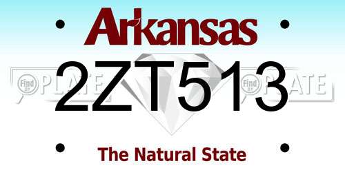 2ZT513 Arkansas License Plate