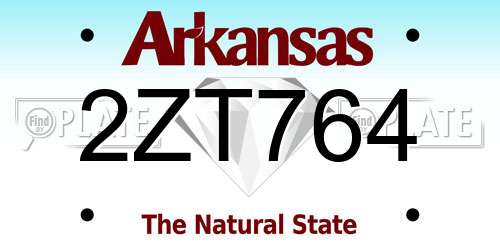 2ZT764 Arkansas License Plate