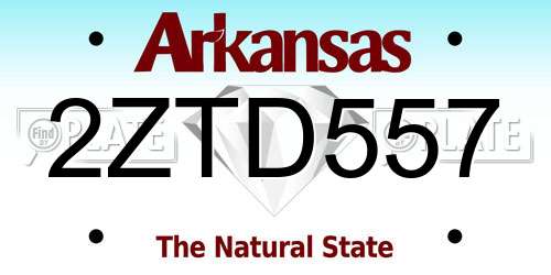 2ZTD557 Arkansas License Plate