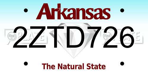 2ZTD726 Arkansas License Plate
