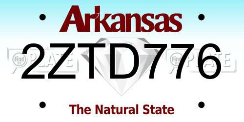 2ZTD776 Arkansas License Plate