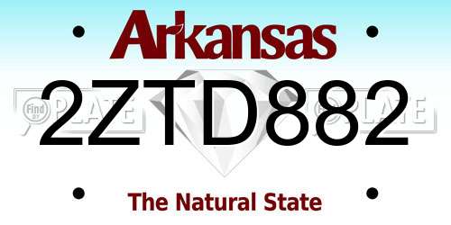2ZTD882 Arkansas License Plate