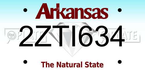 2ZTI634 Arkansas License Plate