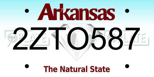 2ZTO587 Arkansas License Plate