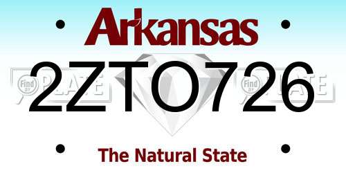2ZTO726 Arkansas License Plate