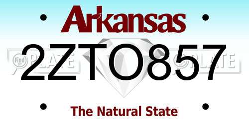 2ZTO857 Arkansas License Plate