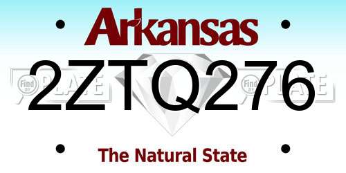 2ZTQ276 Arkansas License Plate