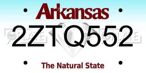2ZTQ552 Arkansas License Plate