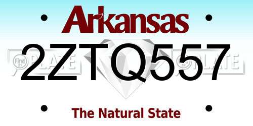2ZTQ557 Arkansas License Plate
