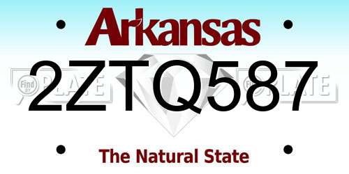2ZTQ587 Arkansas License Plate