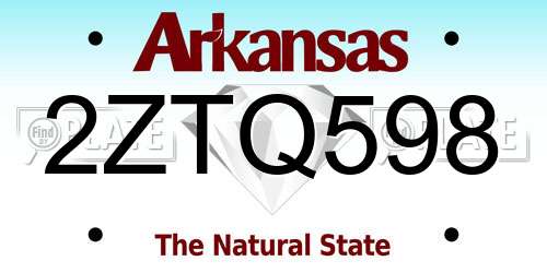 2ZTQ598 Arkansas License Plate