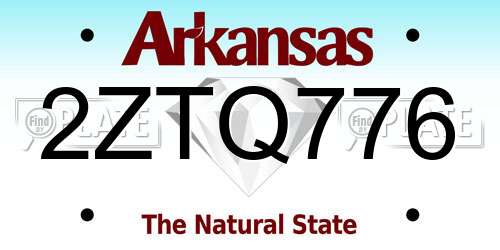 2ZTQ776 Arkansas License Plate