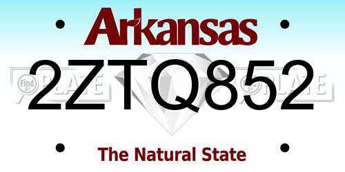 2ZTQ852 Arkansas License Plate