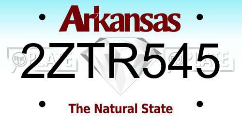 2ZTR545 Arkansas License Plate