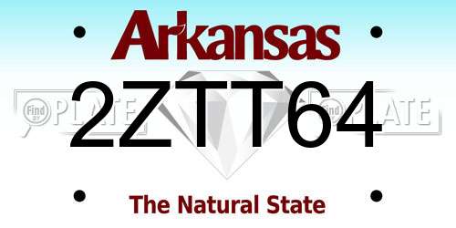 2ZTT64 Arkansas License Plate