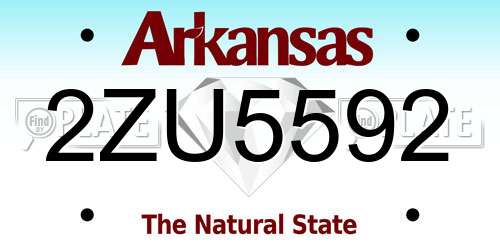 2ZU5592 Arkansas License Plate
