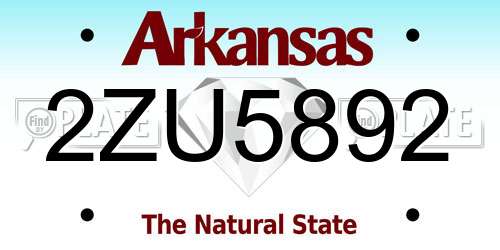 2ZU5892 Arkansas License Plate