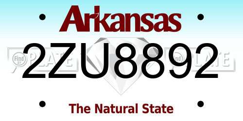 2ZU8892 Arkansas License Plate