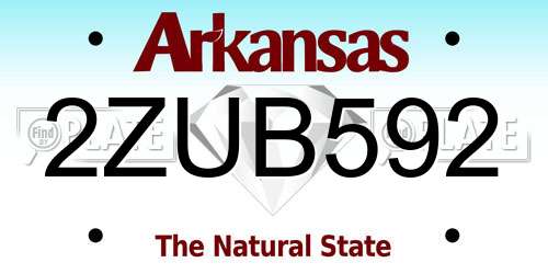 2ZUB592 Arkansas License Plate