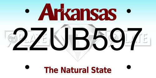 2ZUB597 Arkansas License Plate