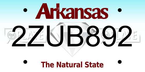 2ZUB892 Arkansas License Plate