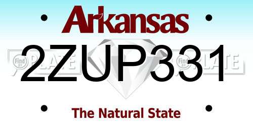 2ZUP331 Arkansas License Plate