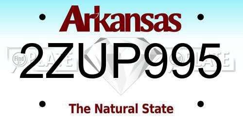 2ZUP995 Arkansas License Plate