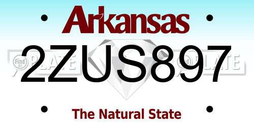 2ZUS897 Arkansas License Plate