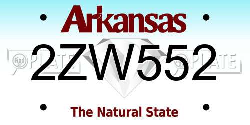 2ZW552 Arkansas License Plate