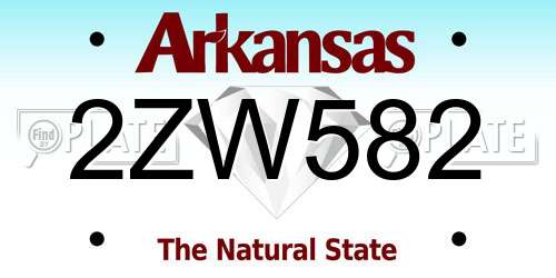 2ZW582 Arkansas License Plate