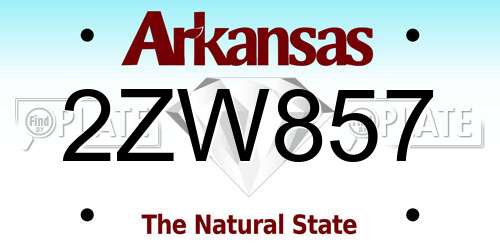 2ZW857 Arkansas License Plate