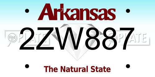 2ZW887 Arkansas License Plate