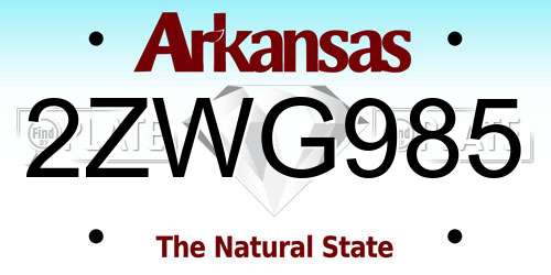 2ZWG985 Arkansas License Plate