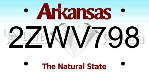 2ZWV798 Arkansas License Plate