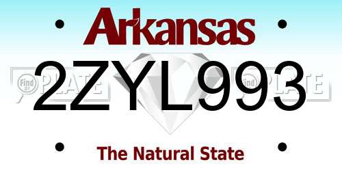 2ZYL993 Arkansas License Plate