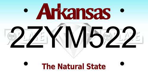 2ZYM522 Arkansas License Plate