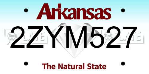 2ZYM527 Arkansas License Plate