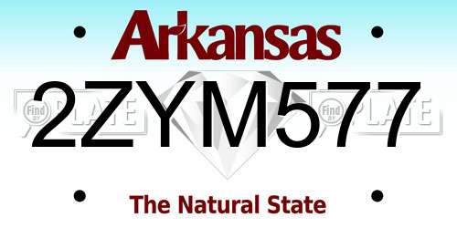 2ZYM577 Arkansas License Plate