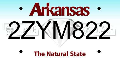 2ZYM822 Arkansas License Plate