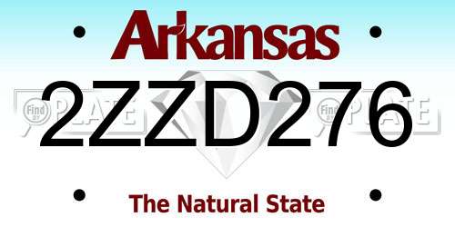 2ZZD276 Arkansas License Plate