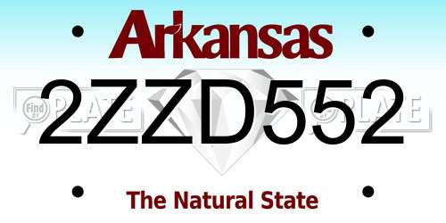 2ZZD552 Arkansas License Plate