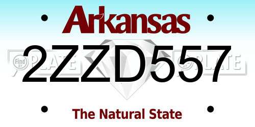 2ZZD557 Arkansas License Plate