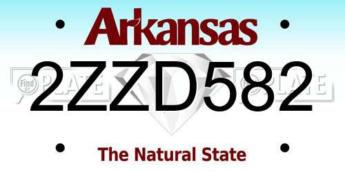 2ZZD582 Arkansas License Plate