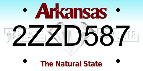2ZZD587 Arkansas License Plate