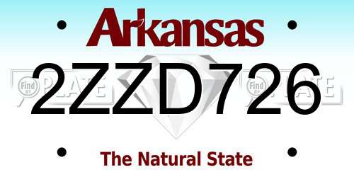 2ZZD726 Arkansas License Plate