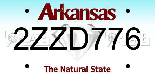 2ZZD776 Arkansas License Plate