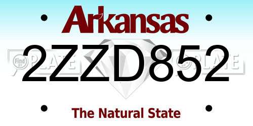 2ZZD852 Arkansas License Plate