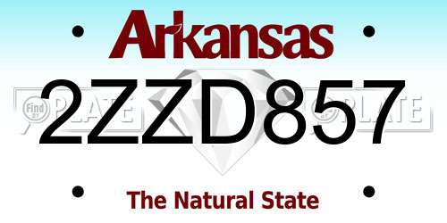 2ZZD857 Arkansas License Plate