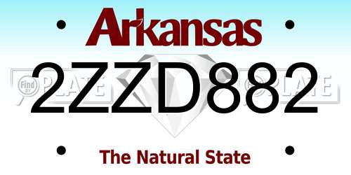 2ZZD882 Arkansas License Plate